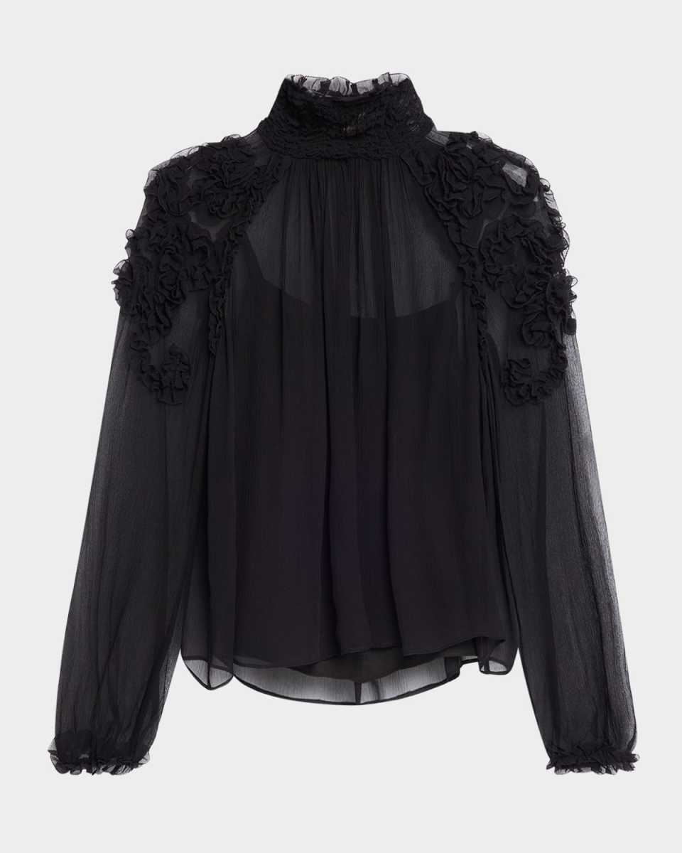 Magdalena Long-Sleeve Silk Blouse